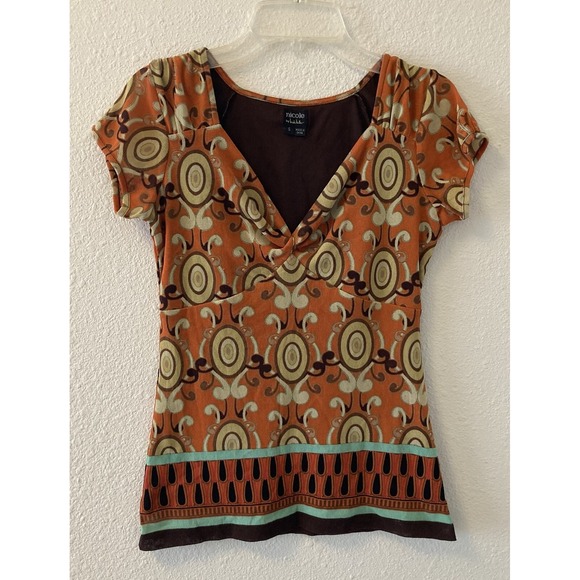Nicole Miller Tops - Nicole By Nicole Miller Womens Top Orange Brown Y2K Style Lined Chic Size Small